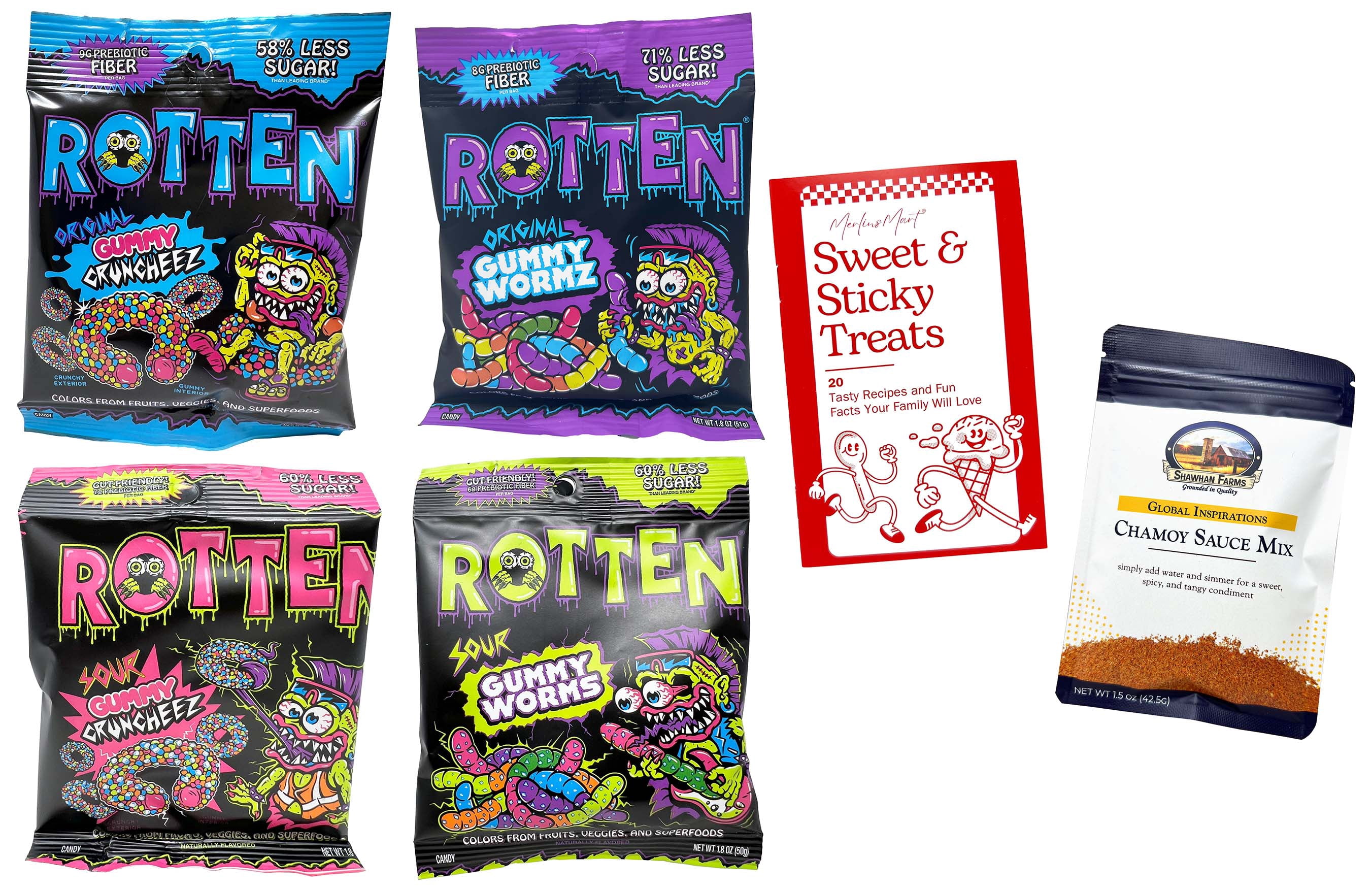 American Sweets Rotten Rotten Candy Gummy Candy - 4 Flavors - 1 Each: Gummy Cruncheez, Gummy ...