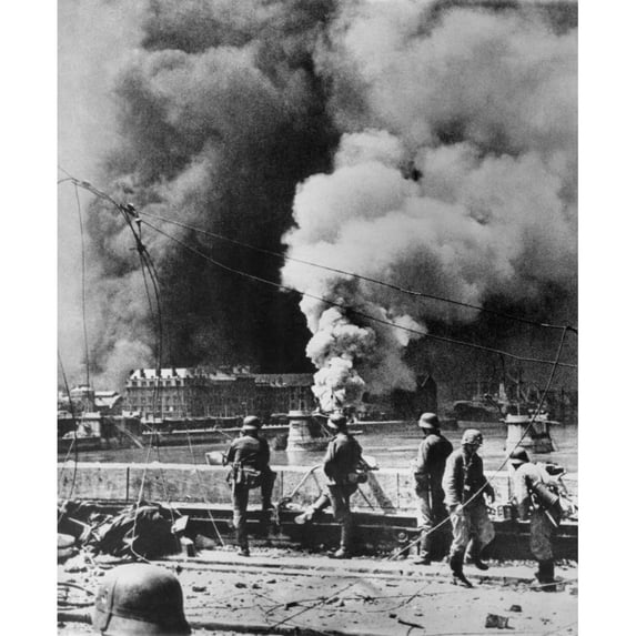 Rotterdam'S City Center Burning After Aerial Bombardment By The Luftwaffe History (24 x 36)
