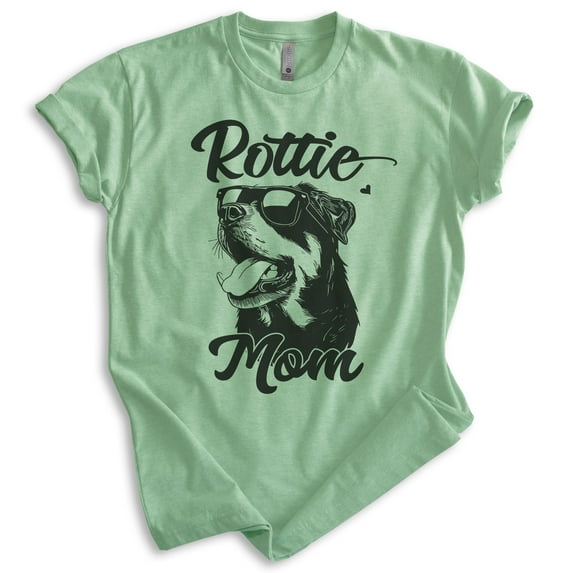 Rottie Mom T-shirt, Unisex Women's Shirt, Rottweiler Owner, Best Dog Mom Gift, Heather Apple Green, X-Large