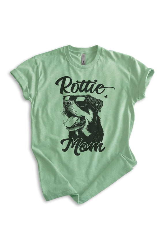 Rottie Mom T-shirt, Unisex Women's Shirt, Rottweiler Owner, Best Dog Mom Gift, Heather Apple Green, X-Small