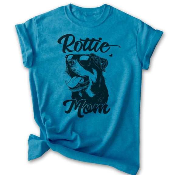 Rottie Mom T-shirt, Unisex Women's Shirt, Rottweiler Owner, Best Dog Mom Gift, Heather Blue, 3X-Large