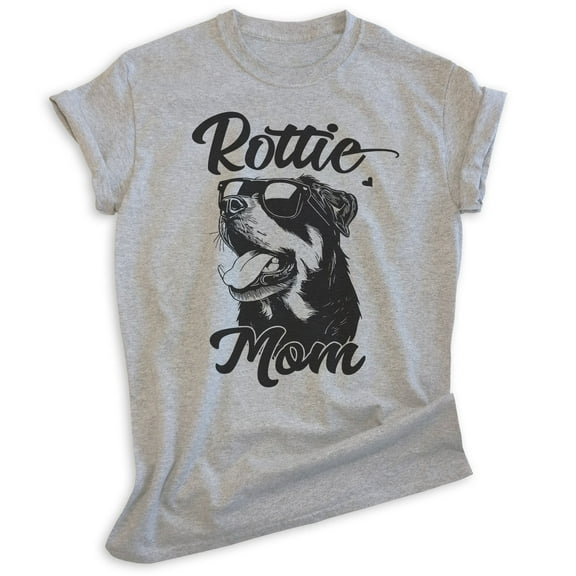 Rottie Mom T-shirt, Unisex Women's Shirt, Rottweiler Owner, Best Dog Mom Gift, Heather Gray, Small