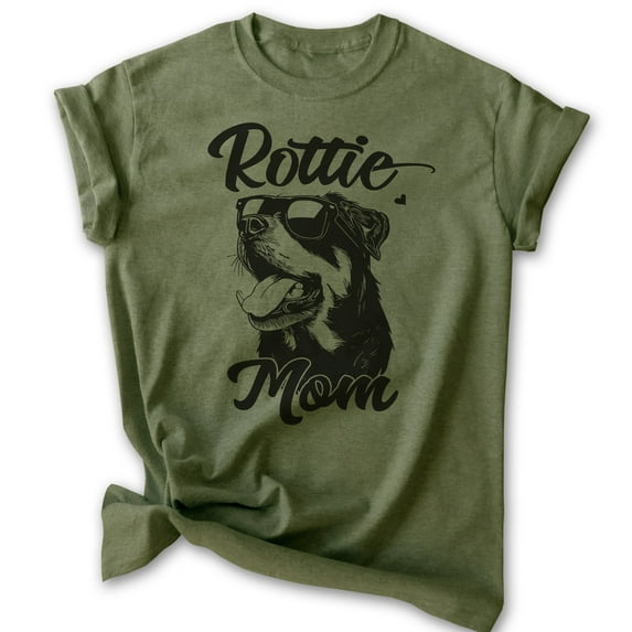 Rottie Mom T-shirt, Unisex Women's Shirt, Rottweiler Owner, Best Dog Mom Gift, Heather Military Green, X-Large