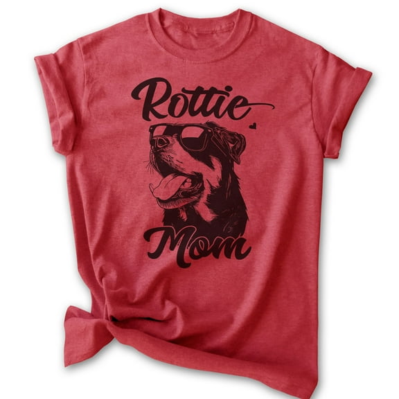 Rottie Mom T-shirt, Unisex Women's Shirt, Rottweiler Owner, Best Dog Mom Gift, Heather Red, X-Large