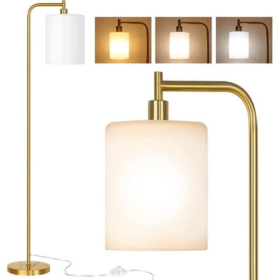Rottogoon Modern Floor Lamp for Living Room Industrial LED Dimmable Reading Light Metal Gold