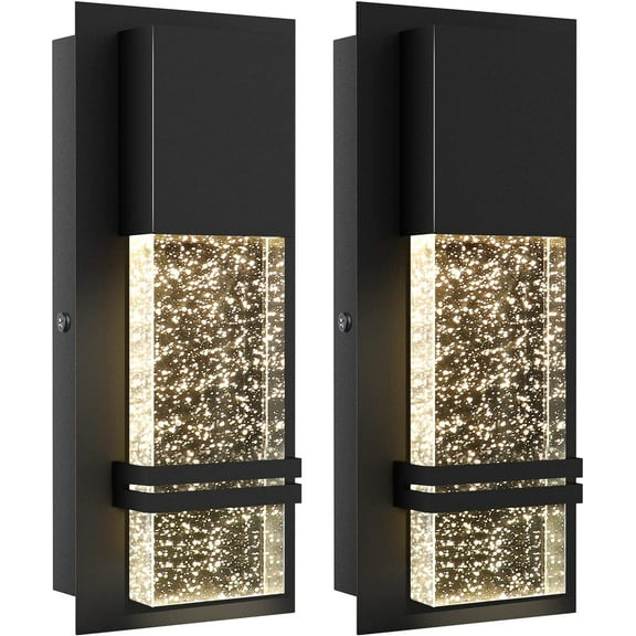 Rottogoon Modern LED Integrated Outdoor Wall Light Porch Sconce with Crystal Bubble Glass