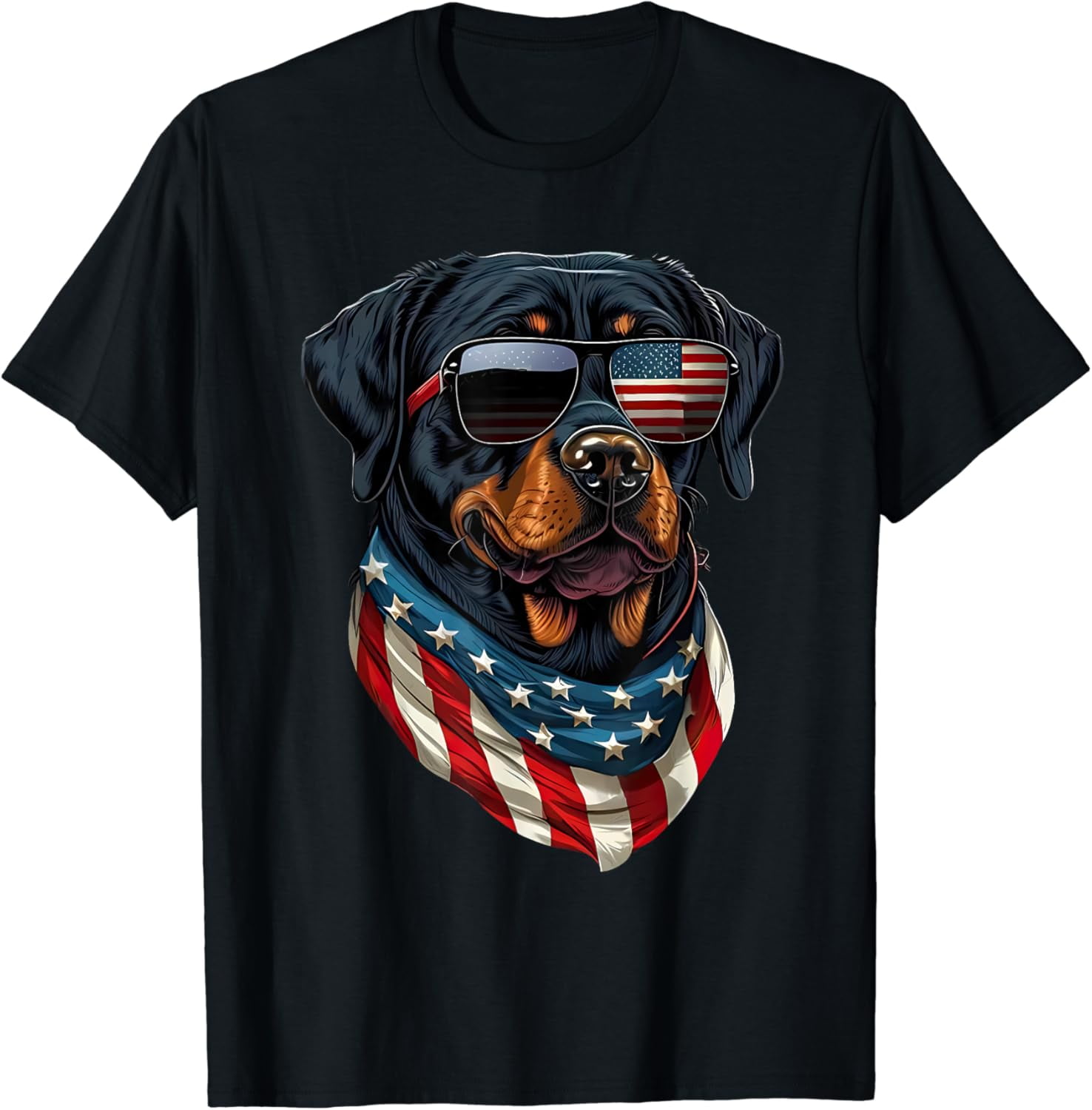 Rottweiler 4th of July American Flag Glasses Stay cool Men T-Shirt ...