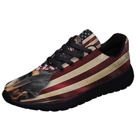 Rottweiler American flag Shoes Sneakers Black Size 3.5