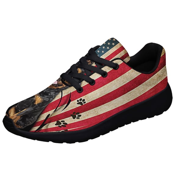 Rottweiler American flag Shoes Sneakers Black Size 9.5
