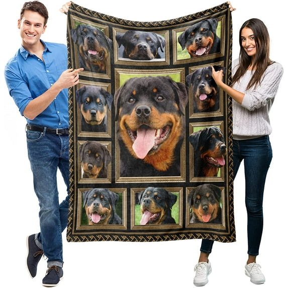 Rottweiler Blanket for Women Men Kids, Rottweiler Gifts for Rottweiler Dog Lover, Super Soft Fuzzy Dog Throw Blanket Rottweiler Decor Plush Gift for Birthday Christmas 50x60 inch