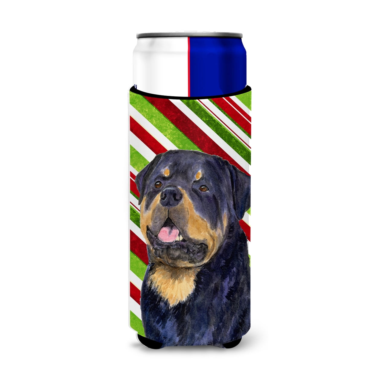 Rottweiler Candy Cane Holiday Christmas Ultra Hugger for slim cans ...