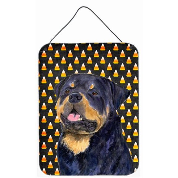 Rottweiler Candy Corn Halloween Portrait Aluminium Metal Wall Or Door Hanging Prints