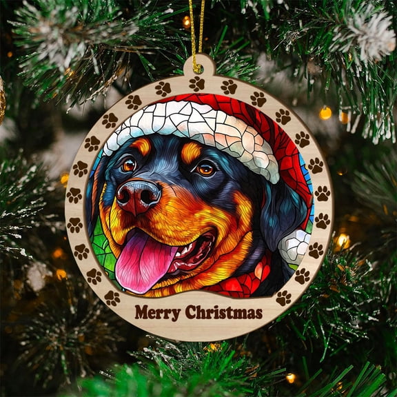Rottweiler Christmas Dog Ornament, Rottweiler Dog Christmas GiftsRottweiler Dog SunCatcher Christmas Gifts, Christmas Decor