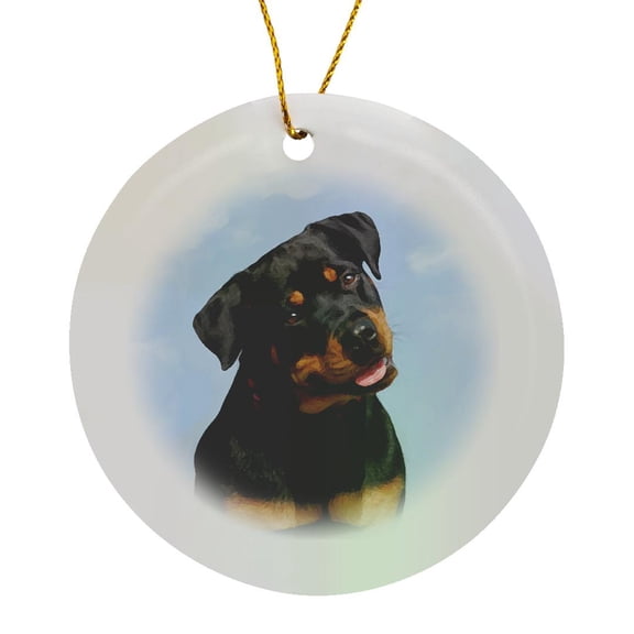 3drose, Rottweiler, Circle Porcelain Ornament