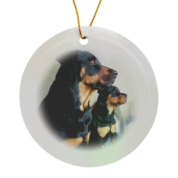 3drose, Rottweiler, Circle Porcelain Ornament