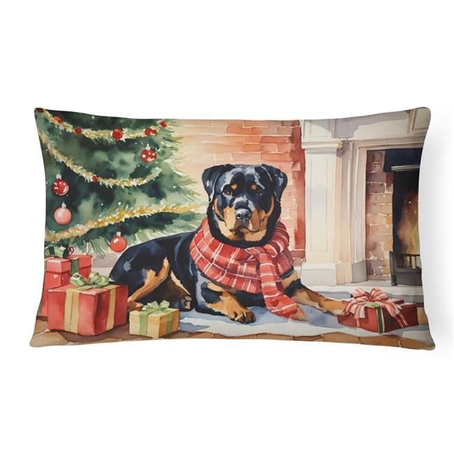 Rottweiler Cozy Christmas Throw Pillow 12 in x 16 in