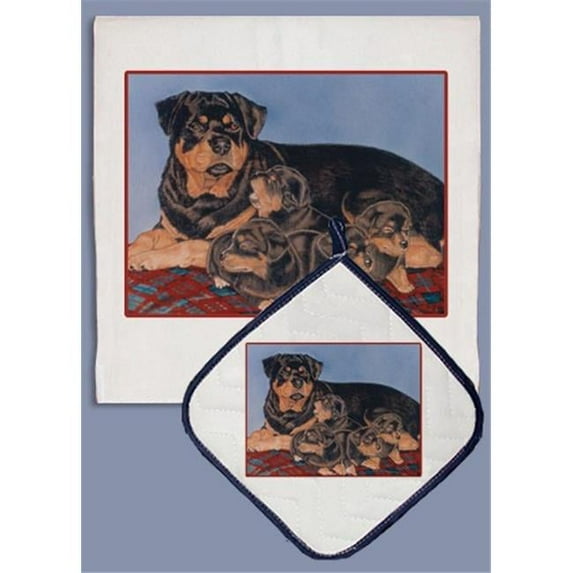 Rottweiler Dish Towel And Pot Holder Set
