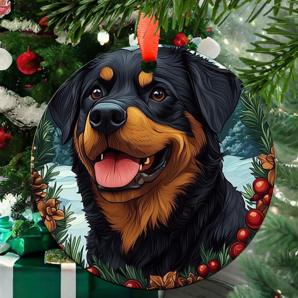Rottweiler Dog 6 Ceramic/Acrylic Christmas Ornament, Sweetheart Love ...