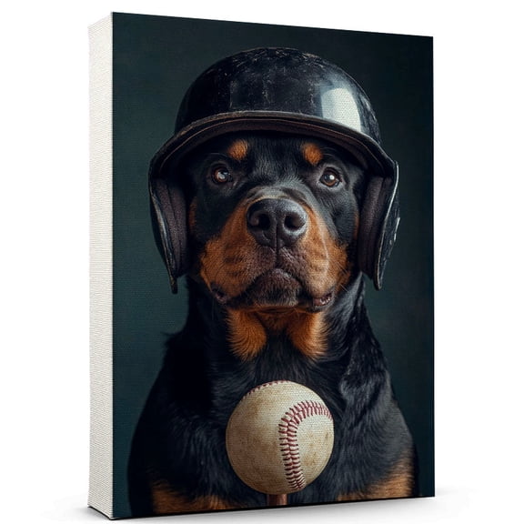 Rottweiler Dog Canvas Baseball Canvas Funny Rottweiler Dog Team Player Wall Art, Ideal Gift Baseball , Dog Owner, Kids Room Decor