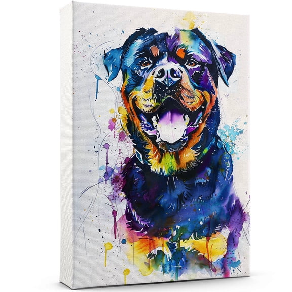 Rottweiler Dog Canvas Wall Art Prints,Watercolor Dog Art Canvas Painting Poster,Pet Canvas Painting Puppy Artwork 8x12 inches