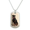 thumbnail image 1 of Rottweiler Dog Headphones Sitting DJ Military Dog Tag Pendant Necklace with Chain, 1 of 5