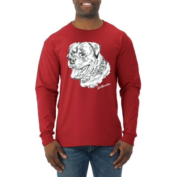 Rottweiler Dog Lover Pet Owner Animal Lover Mens Long Sleeve Shirt, Red, Large