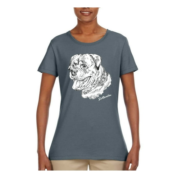 Rottweiler Dog Lover Pet Owner Animal Lover Womens Graphic T-Shirt, Charcoal, Small