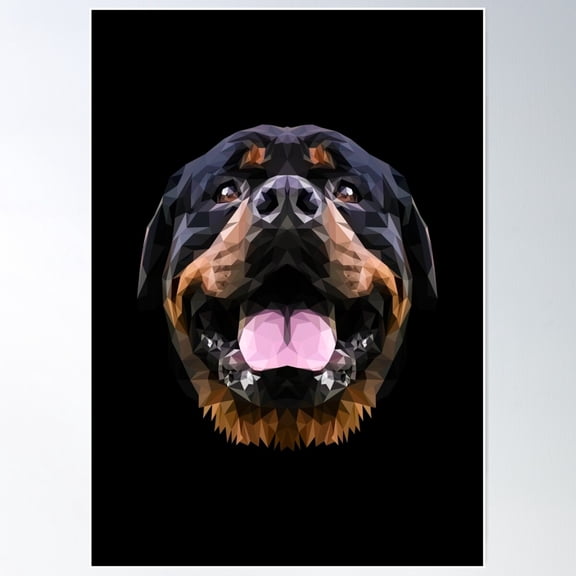 Rottweiler Dog Low Poly. Poster Wall Art, Modern Wall Decor For Living Room Bedroom, 8x12 UNFRAMED