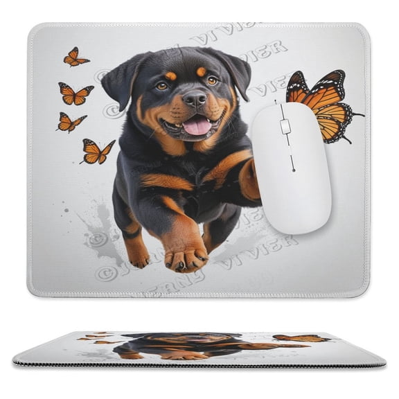 Rottweiler Dog Mouse Pad, Rectangle Personalized Computer Mouse Pads, Washable Mouse Mat, Gaming Office Home Non-Slip Rubber Base Mousepad 10"x12"