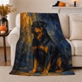 thumbnail image 1 of Rottweiler Dog Portrait With Navy Gold Abstract Background Dignified Painterly Art Flannel Blanket For Dog Fans, Soft Cozy Home Decor For Bedroom Living Room Birthday Gift, 1 of 9