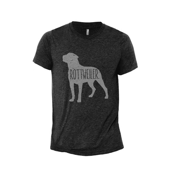 Rottweiler Dog Silhouette Men's Modern Fit Fun Casual T-Shirt Printed Graphic Tee Charcoal Grey X-Large