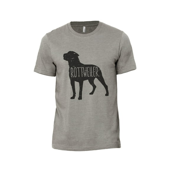Rottweiler Dog Silhouette Men's Modern Fit Fun Casual T-Shirt Printed Graphic Tee Military Grey Large