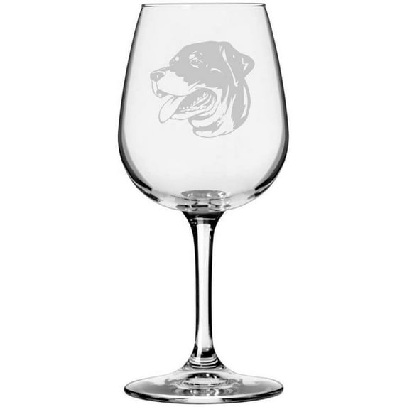 Rottweiler Dog Themed Etched 12.75oz Libbey Wine Glass