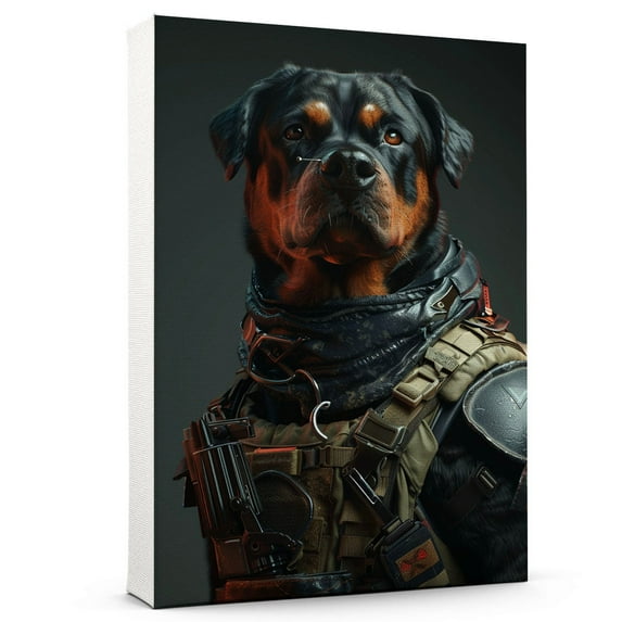 Rottweiler Dog in a Costume Poster Unframe, Rottweiler Dog Canvas Frame Ready to Hang - Office Decor - Dog Birthday Decorations