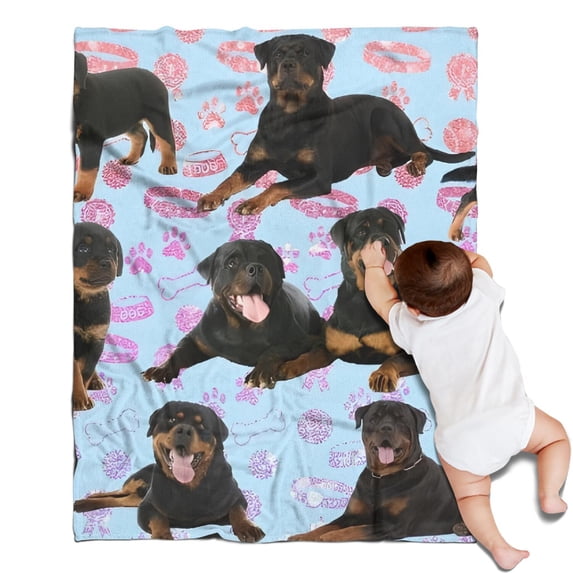 Rottweiler Dogs Blanket,Comfortable Soft Lamb Wool Throw Blanket,All Season,Warm Lightweight Blankets for Sofa Bed Couch Living Room Chair,30"x40"