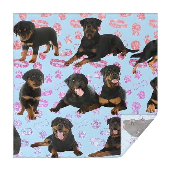 Rottweiler Dogs Square Tablecloth,Waterproof Square Table Cover,Wipeable Spillproof Washable Table Cover for Home Kitchen Party Decor 52"x52"(132x132cm)