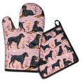 thumbnail image 1 of Rottweiler Dogs with Flowers Kitchen Oven Mitt and Pot Holder Sets 2 Pcs for Baking, Cooking and Grilling, Heat Resistant Up To 392 °F, 1 of 7