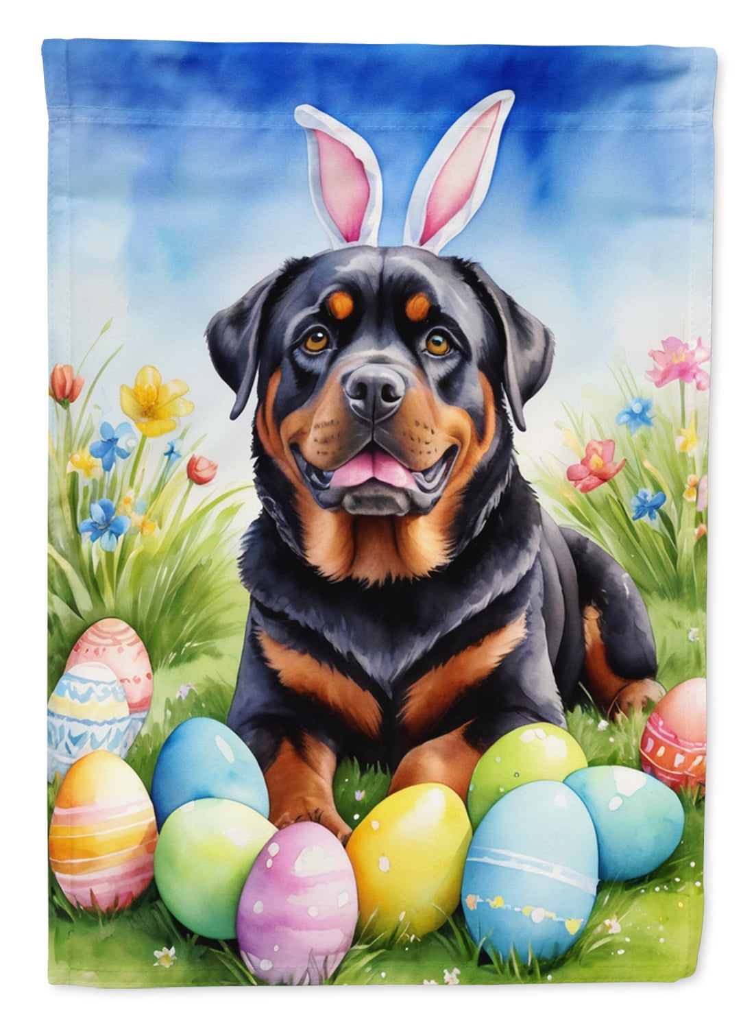 Rottweiler Easter Egg Hunt House Flag 28 in x 40 in