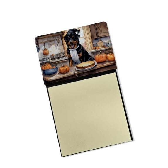 Rottweiler Fall Kitchen Pumpkins Sticky Note Holder 3.25 in x 5.25 in
