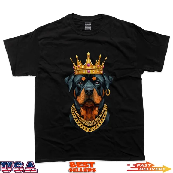 Rottweiler Gangster Golden Crown King Regal Style Unisex T-Shirt up to size 5XL