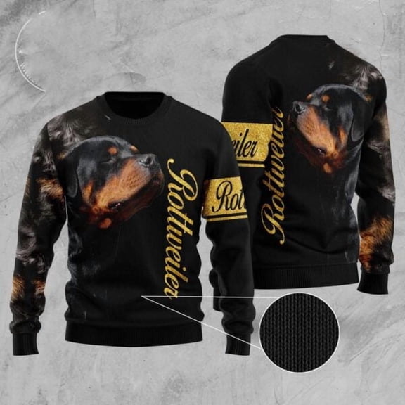 Rottweiler Half Cool 3D Christmas Sweater, Dog 3D Christmas Sweater, 3D Dog Sweaters