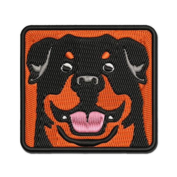 Rottweiler Head Dog Pet Applique Multi-Color Embroidered Iron-On Patch - 2.5 Inch Small