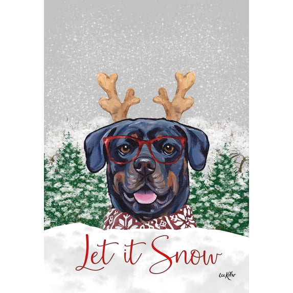 Rottweiler - Hippie Hound Studios Let it Snow Christmas Garden Flag