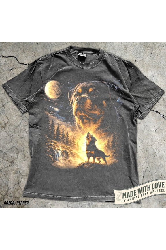 Rottweiler Howling To The Moon Vintage T-Shirt, 90S Retro Animal Graphic Tee, Rottweiler Owner , Full Moon Animals Tee, Dog Shirt All Size S-5XL