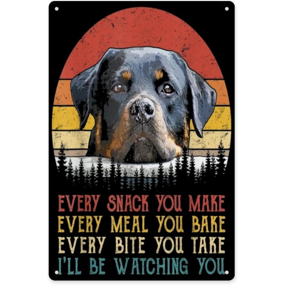 Rottweiler I Love Dad Dog Metal Wall Art Sign, 8 x 12 Inch Retro Distressed Finish for Bar, Pub or Kitchen Dcor