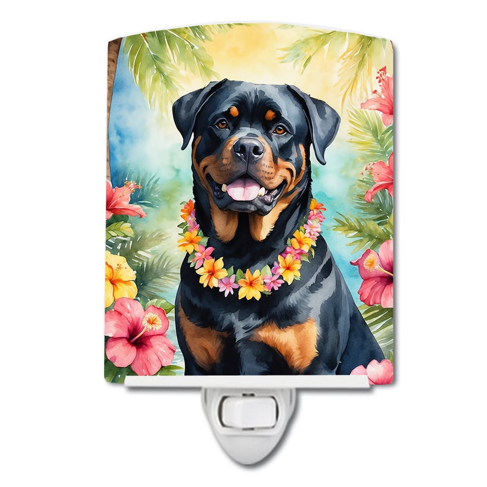 Rottweiler Luau Ceramic Night Light 4 in x 6 in
