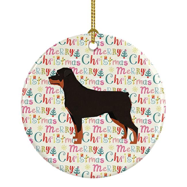 Rottweiler Merry Christmas Ceramic Ornament 2.8 in x 2.8 in