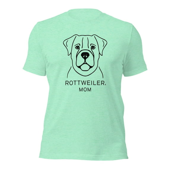 Rottweiler Mom Dog Face Graphic T-Shirt, Cute Pet Lover Tee (Heather Mint, XL)