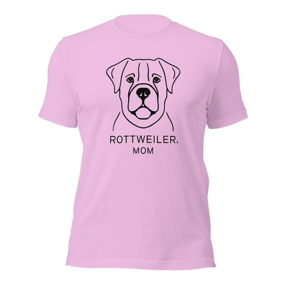 Rottweiler Mom Dog Face Graphic T-Shirt, Cute Pet Lover Tee (Lilac, S)