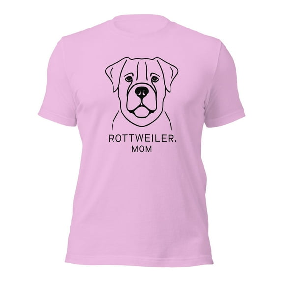 Rottweiler Mom Dog Face Graphic T-Shirt, Cute Pet Lover Tee (Lilac, S)